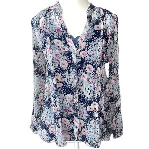Joie Silk Button Down Floral Shirt, size XS